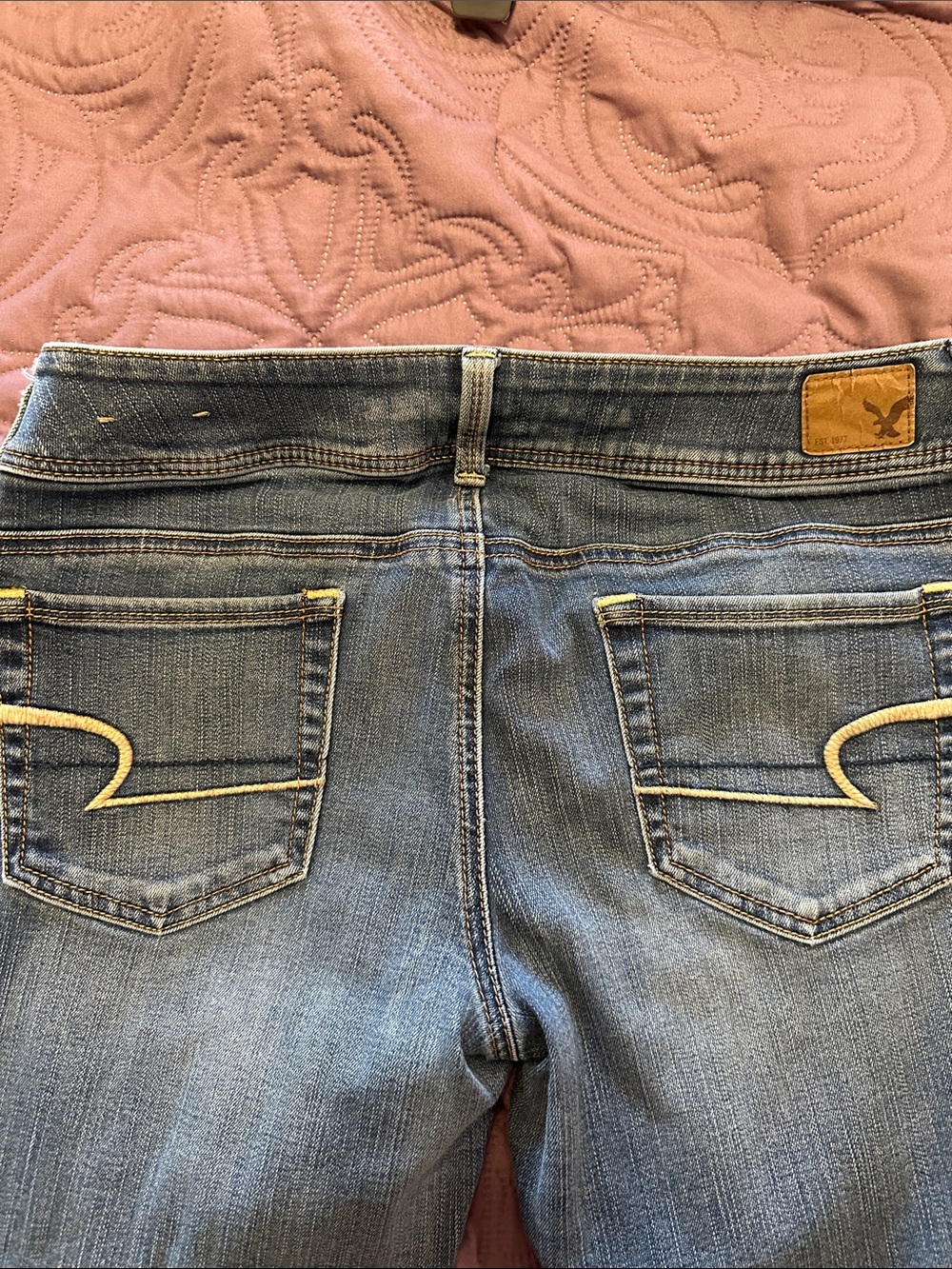 American Eagle Outfitters Women’s Mid Blue Bootcut Jeans - kick boot
